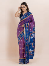 KAVVYA  PURPLE COLOUR IKAT WEAVING SAREE